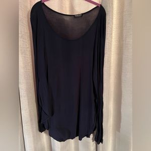 Navy blue fashionnova long sleeve semi sheer top.
